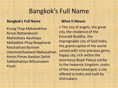 bangkok full name meaning|The full name of Bangkok .